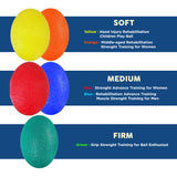 Stress Ball Finger Grip Strengthening - Set of 5 Egg Squeeze Balls with Soft Medium Firm Exercise Balls Hand Therapy