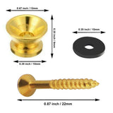 Guitar Strap Locks Button Gold Metal End Pin Screw Acoustic Classical