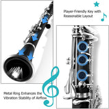 Clarinet Ebony Wood 17 Nickel Keys Student Band with Case & Accessory